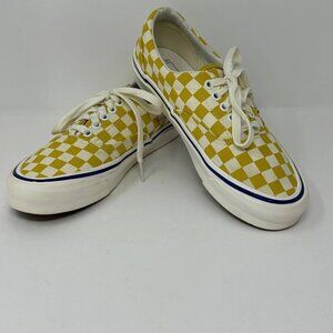 VANS Skate Sneakers Yellow/ White Canvas Checkered Mens 6.5, Women's 8 BRAND NEW